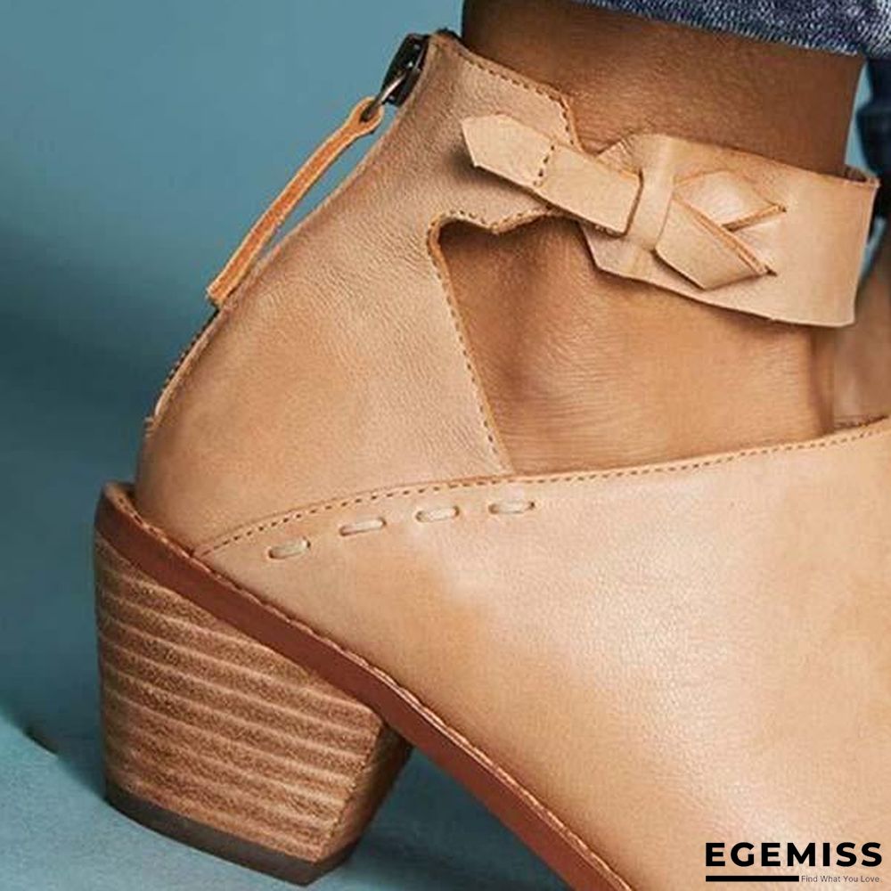 Chunky Heel Zipper Breathable Comfortable Shoes | EGEMISS