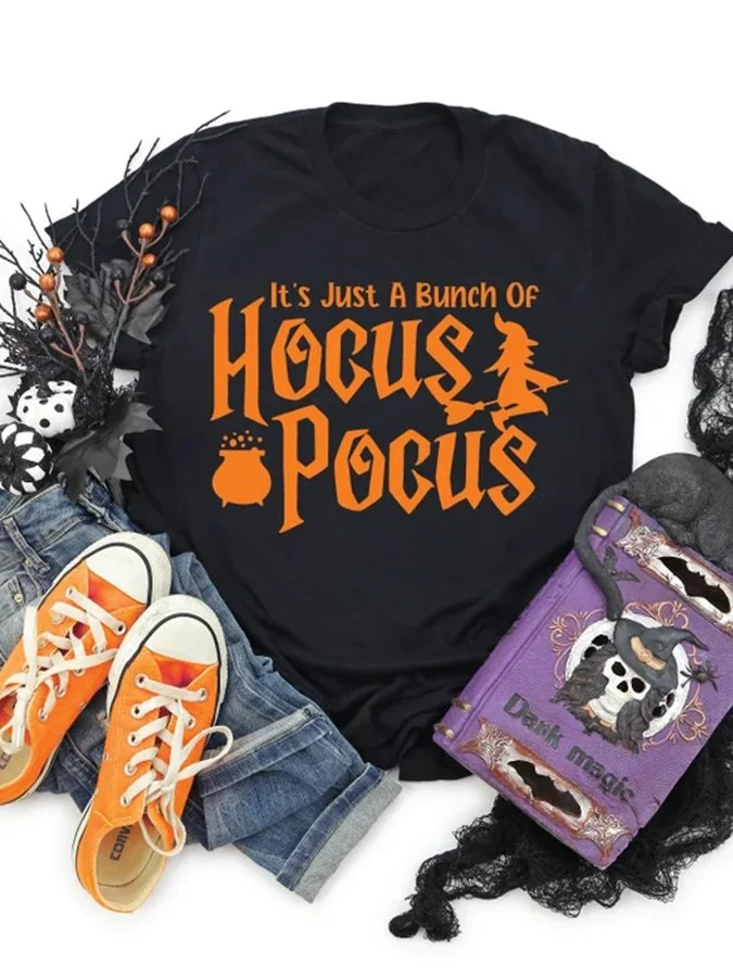 Casual Halloween Letters Print Short Sleeve T-Shirt