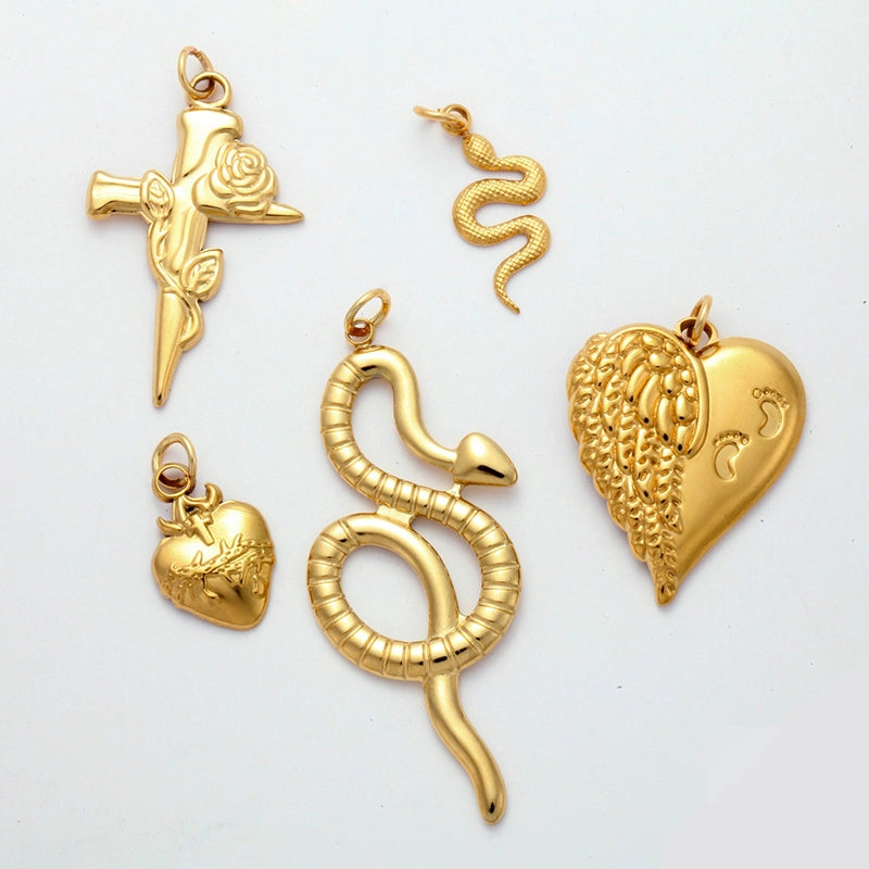 1 Piece 304 Stainless Steel Sunflower Compass Shark Pendant Jewelry Accessories