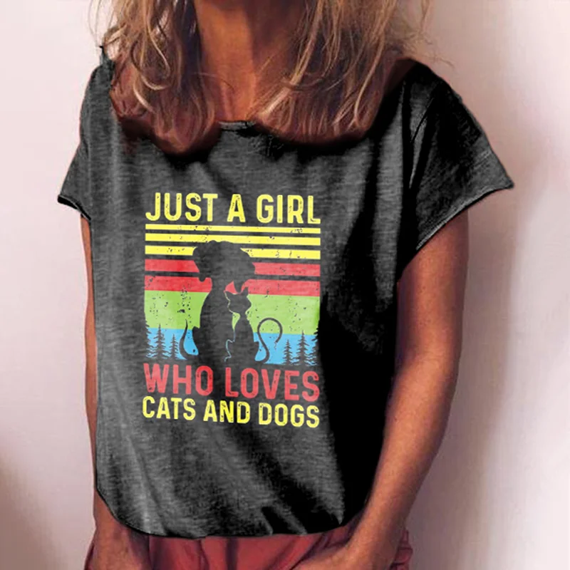Casual Crew Neck Dog Print T-Shirt
