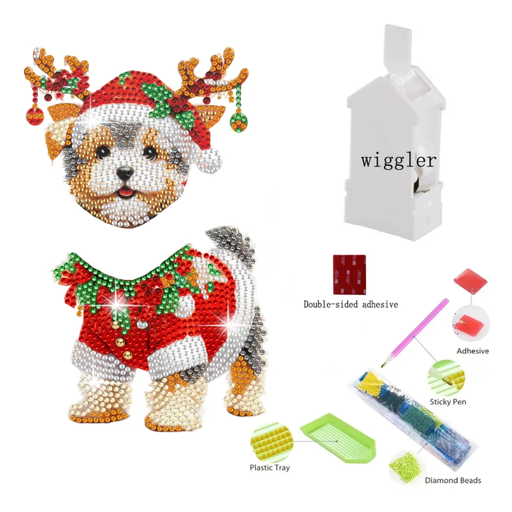 DIY Xmas Schnauzer Acrylic Shaking Head Desktop Diamond Painting Art Kits for Kids