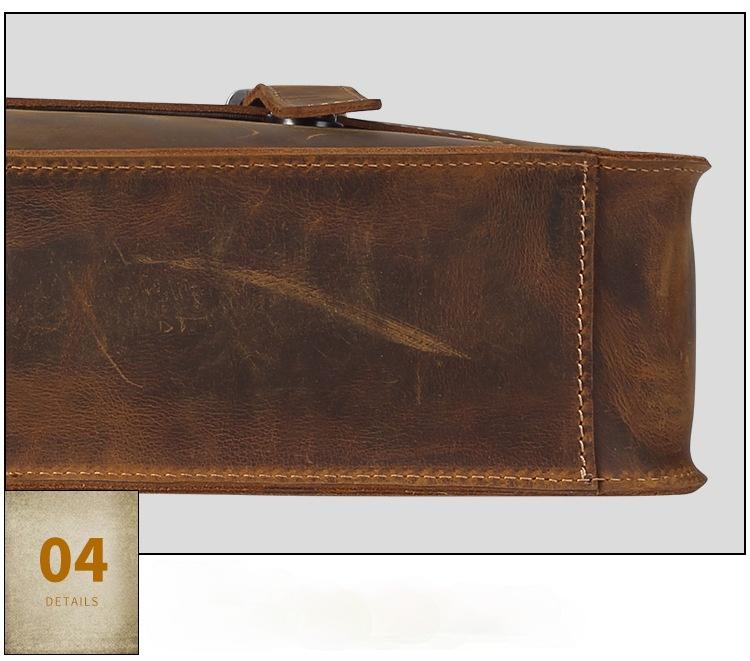 Vintage Crazy Horse Lenther Men's 14" Laptop Briefcase Bags