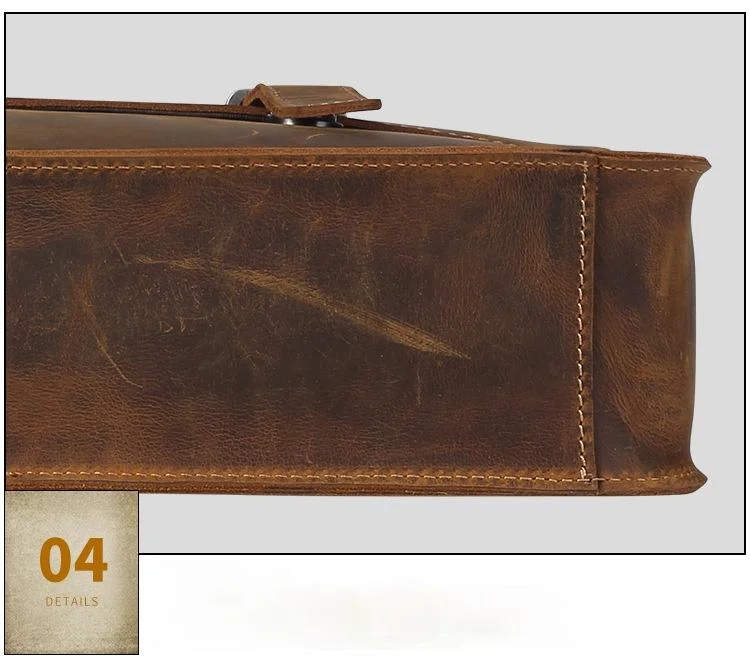 Vintage Crazy Horse Lenther Men's 14" Laptop Briefcase Bags