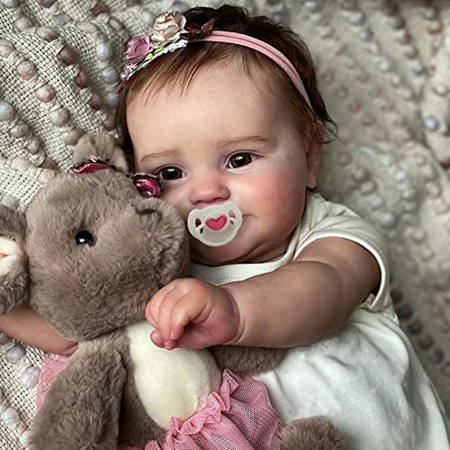 [Heartbeat💖 & Sound🔊] 20" Awake Handmade Reborn Baby Doll Realistic Reborn Baby Toddlers Girl Renee with Brown Hair：Realistic Reborn Baby Dolls By Rsgdolls®