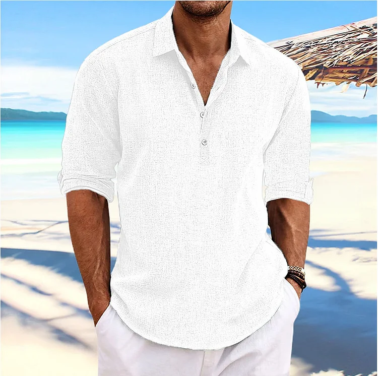 Men's Cotton and Linen Leisure Shirt (6 Colors）