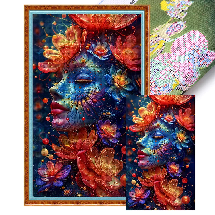 Flower Supernatural Girl - Printed Cross Stitch 16CT 35*60CM