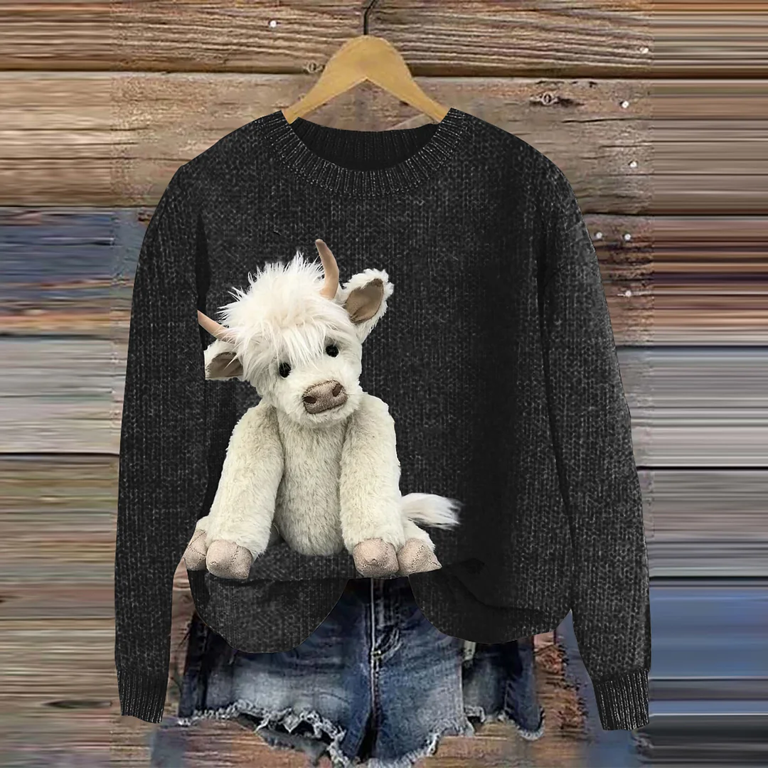 Women's Highland Cow Cozy Knit Sweater