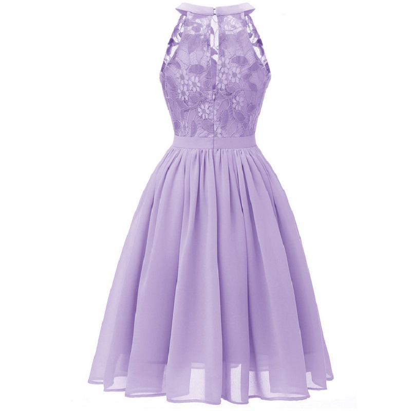 Sexy Fashion Swing Solid Color Party Fashion Lace Halter Vintage Dress