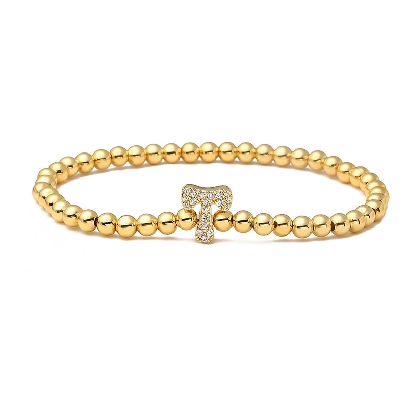 Vintage Style Minimalist Classic Style Letter Copper Zircon 18K Gold Plated Inlay Bracelets