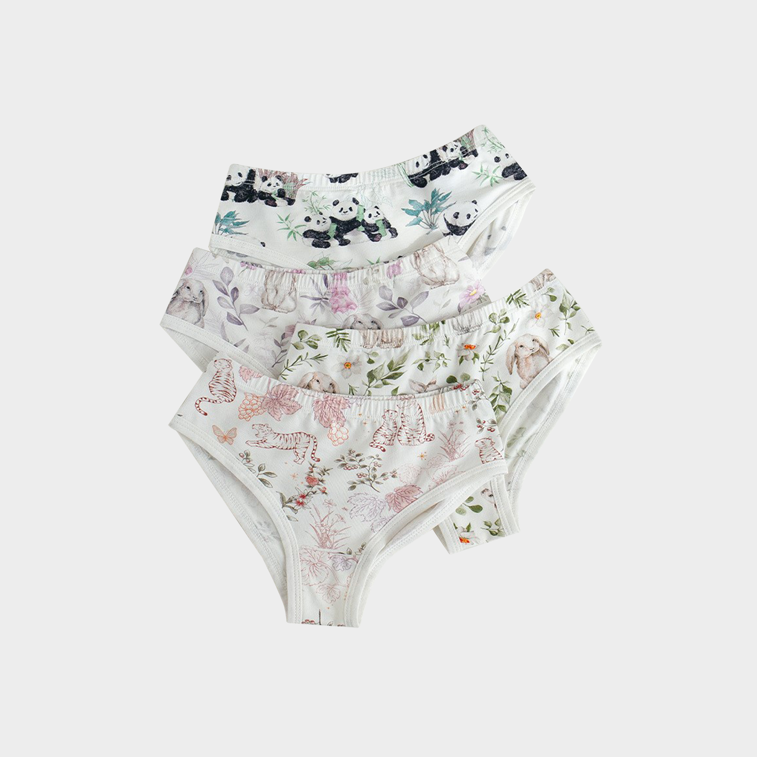 Charming Watercolor Bamboo Fiber Girls Underwear 3-Pack REAL SILK LIFE