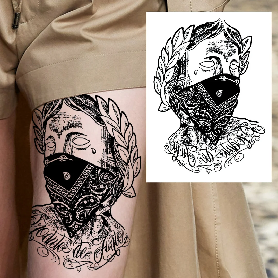 Sdrawing Mouth Skeleton Temporary Tattoos For Women Men Child Boys Halloween Fake Clown Tattoo Sticker Owl Skull Demon Tatoo Body Arm