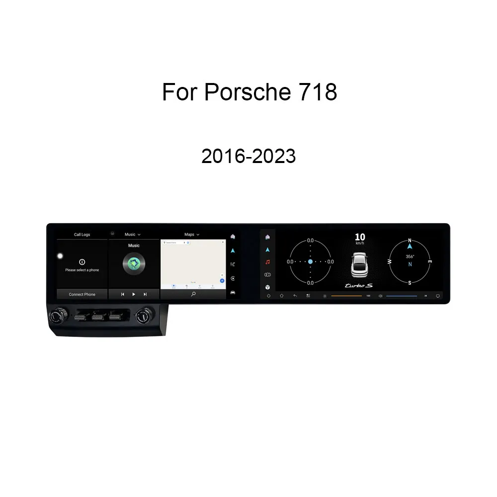 12,3-Zoll Porsche 718 Boxster 2016-2023 year Android Dual Screen Display Apple CarPlay mit Co-Pilot Bildschirm 