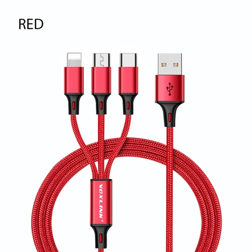 3 in 1 USB Cable For iPhone XS Max XR X 8 7 Charging