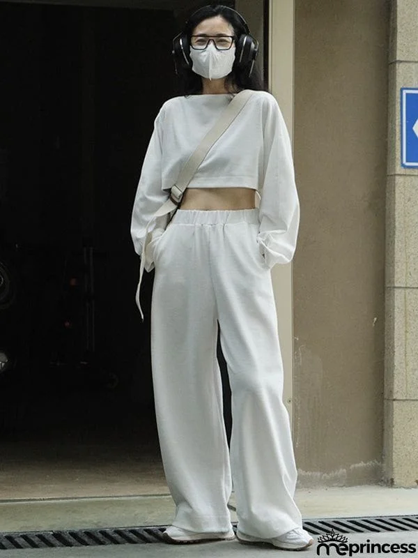 Casual Wide Leg Loose Solid Color Pants