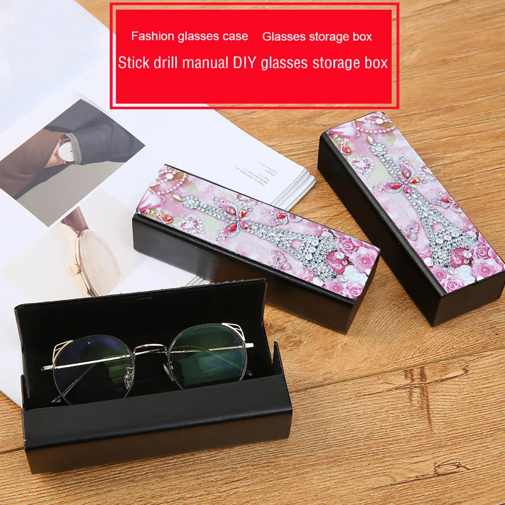DIY Leather Diamond Painting Glasses Storage Case Mosaic Kit (Q33 Tower)