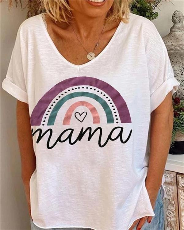 Mama Rainbow Printed Loose Casual Shirt - Chicaggo