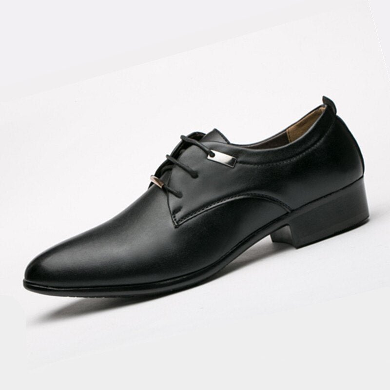 Men Leather Shoes Man Business Dress Classic Style Flats Brown Black Lace Up Pointed Toe Shoe For Men Oxford Shoes uik8