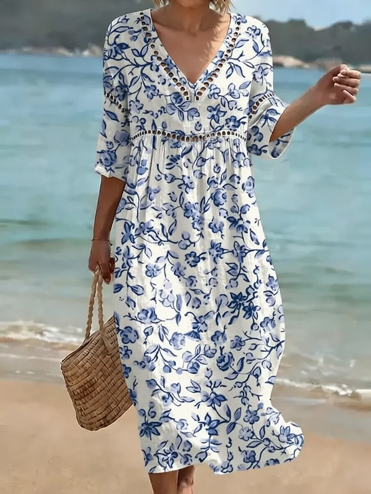 [Spot Big Sale] Women's Floral Print Casual Dress