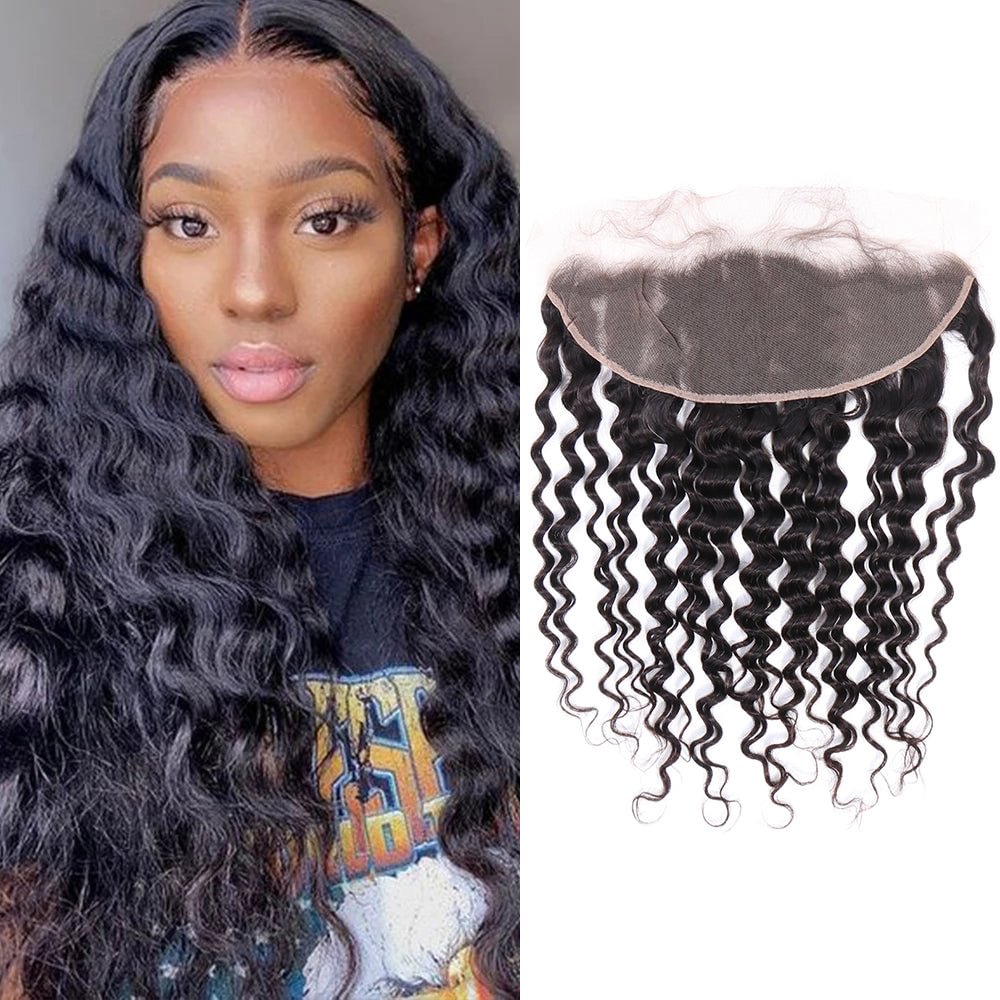 100% Unprocessed Human Hair 13x4 Loose deep Lace Frontal Natural Wave hair accessories Zaesvini