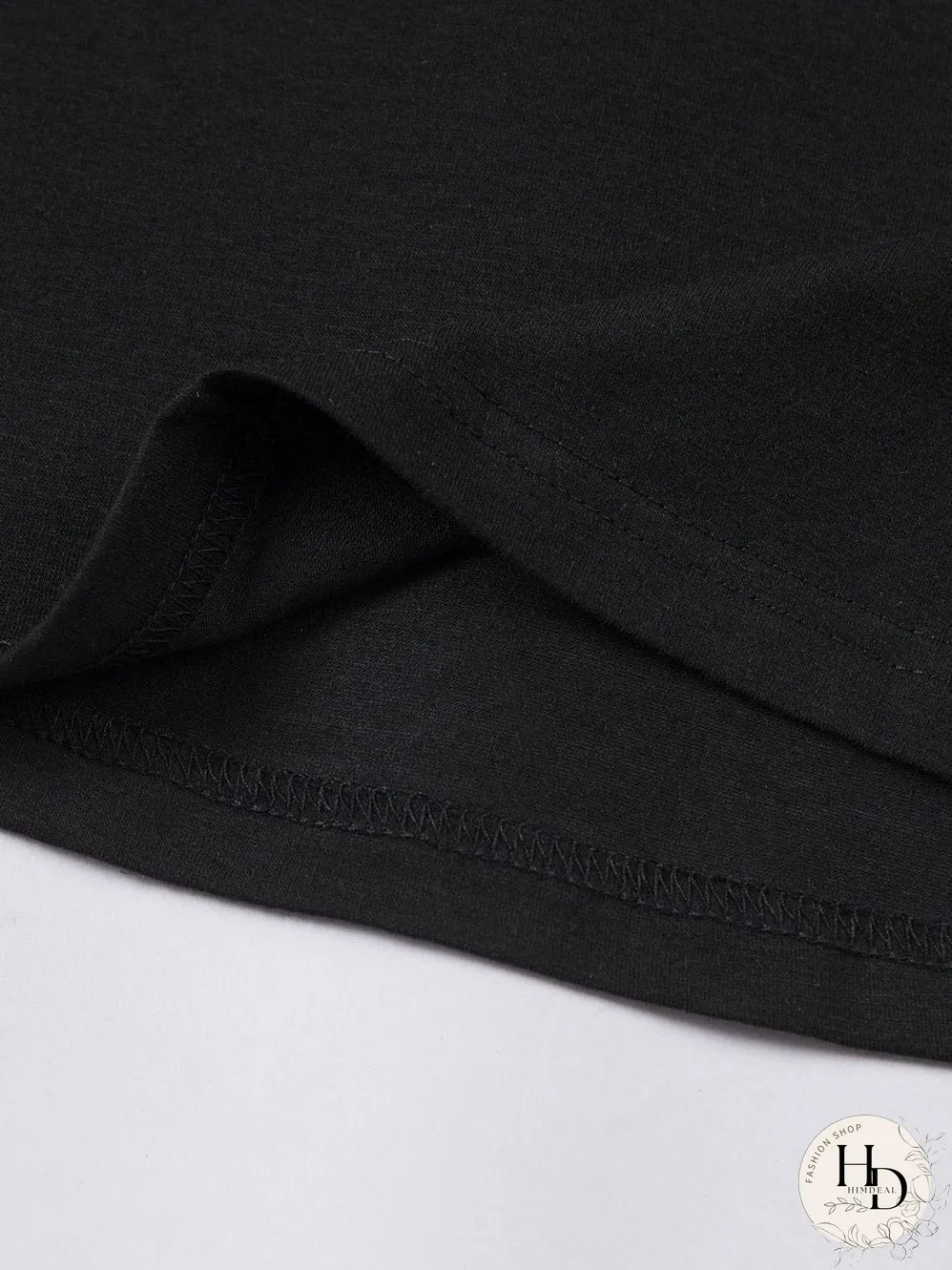 Chic Black Round Neck Short Sleeve Tee