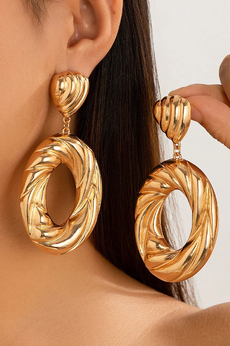 Alloy Textured Round Shaped Exaggerated Dangle Earrings