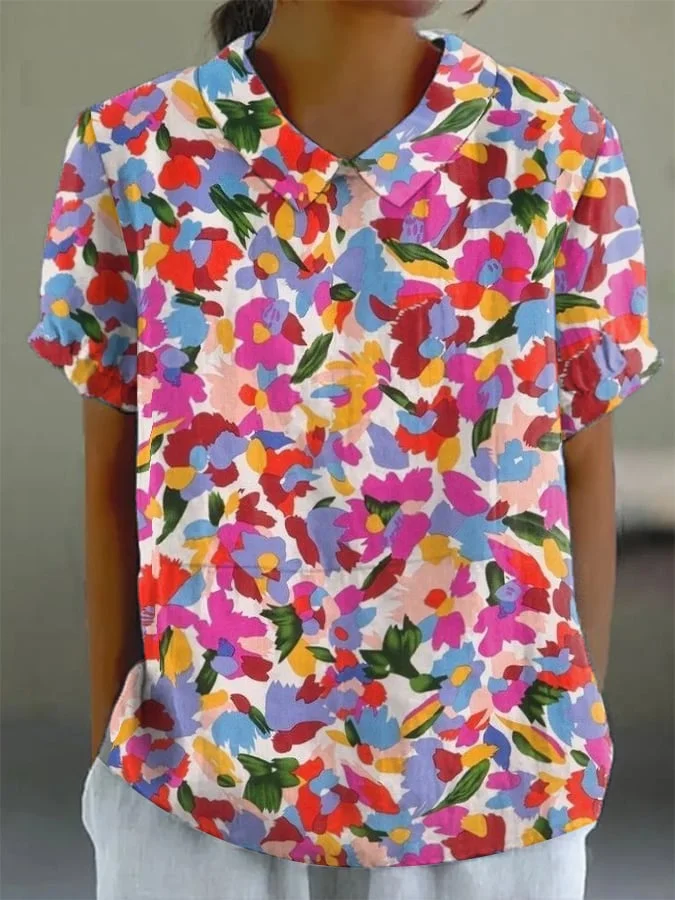 Women's Retro Floral Print  Casual Tops