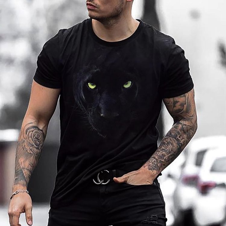 Black panther print T-shirt