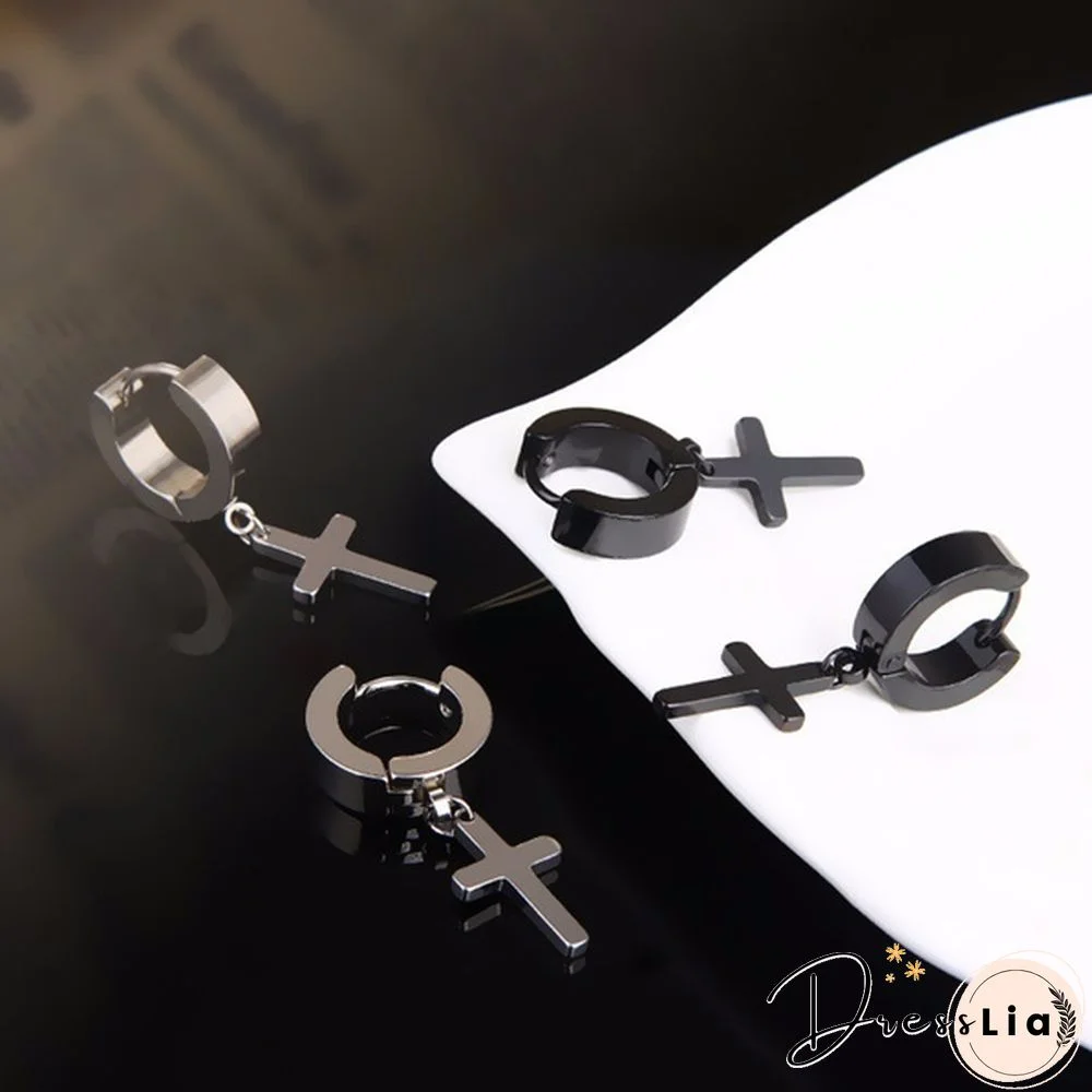 New Rock Stainless Steel Cross Earrings Anti-allergy Punk Jewelry Gift Unisex Fashion Personality Earrings
