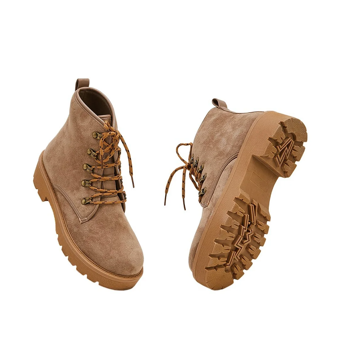 Women Trendy Suede Lace-Up Snow Boots