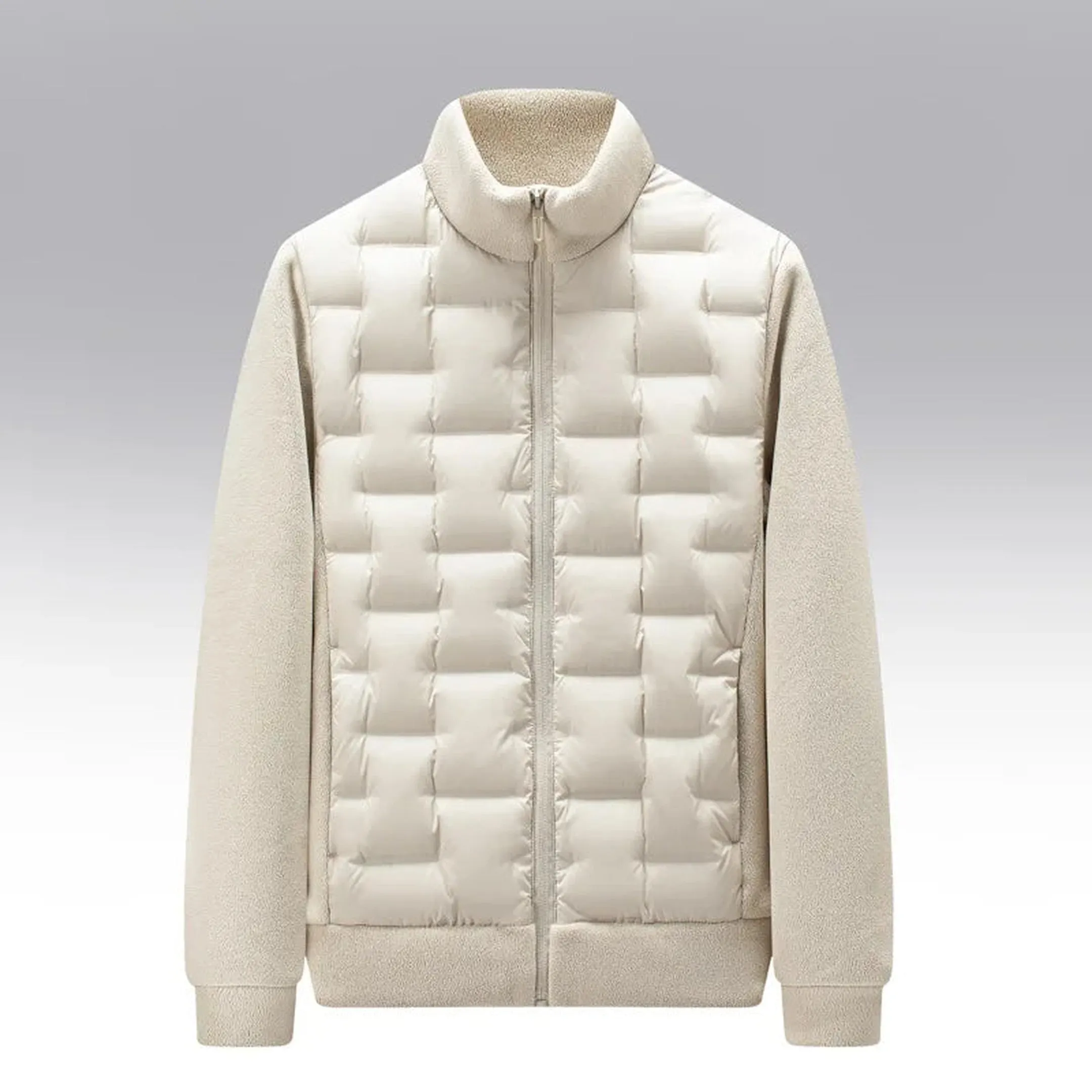 Men's Quilted Jacket &ndash; Fleece-Sleeve Insulated Hybrid Layer