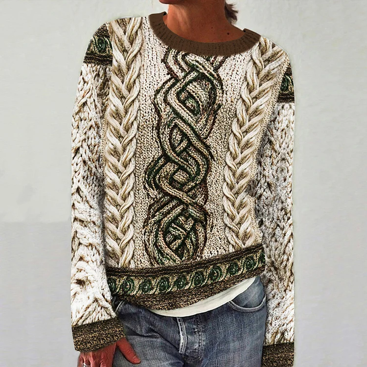 Women's Irish Celtic Knot Jacquard Sweater