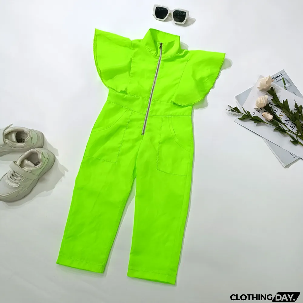 Kids Girls Fashion Solid Sleeveless Jumpsuit