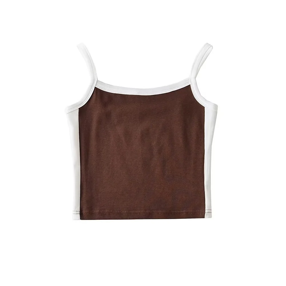 Uveng Vintage Striped Knitted Slings Sexy Elastic Word Shoulder Repair Umbilked Short Vest