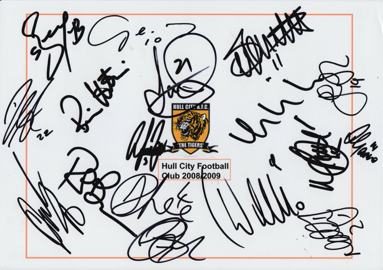 Hull City Squad Signed 12x8 Photo Poster painting - Football Autograph 2008/2009.