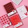 8PCS Loving Pink Red Heart Design A5 / A6 / A7 Girls Portable Writing Paper Notebooks Diary Meeting Stationery Gift