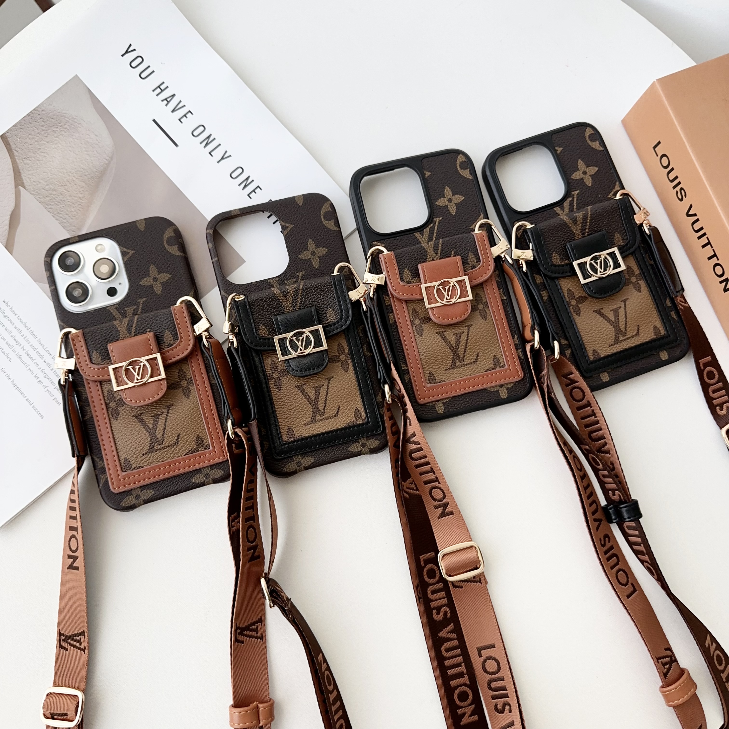 LV Dauphine Leather Monogram Crossbody Apple iPhone Case