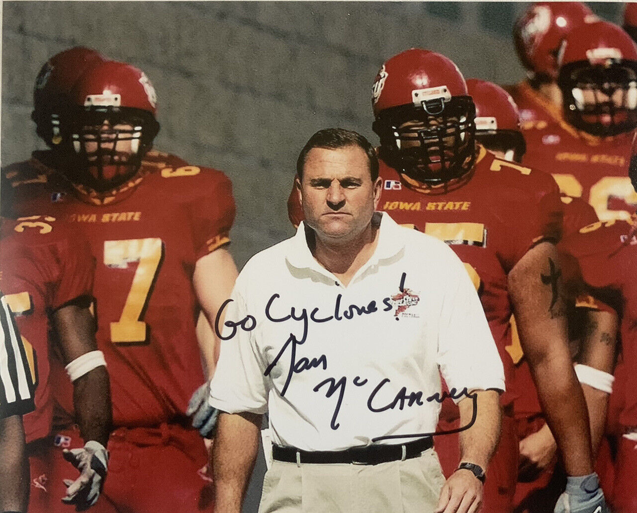 DAN MCCARNEY HAND SIGNED 8x10 Photo Poster painting IOWA STATE FOOTBALL COACH AUTOGRAPH COA