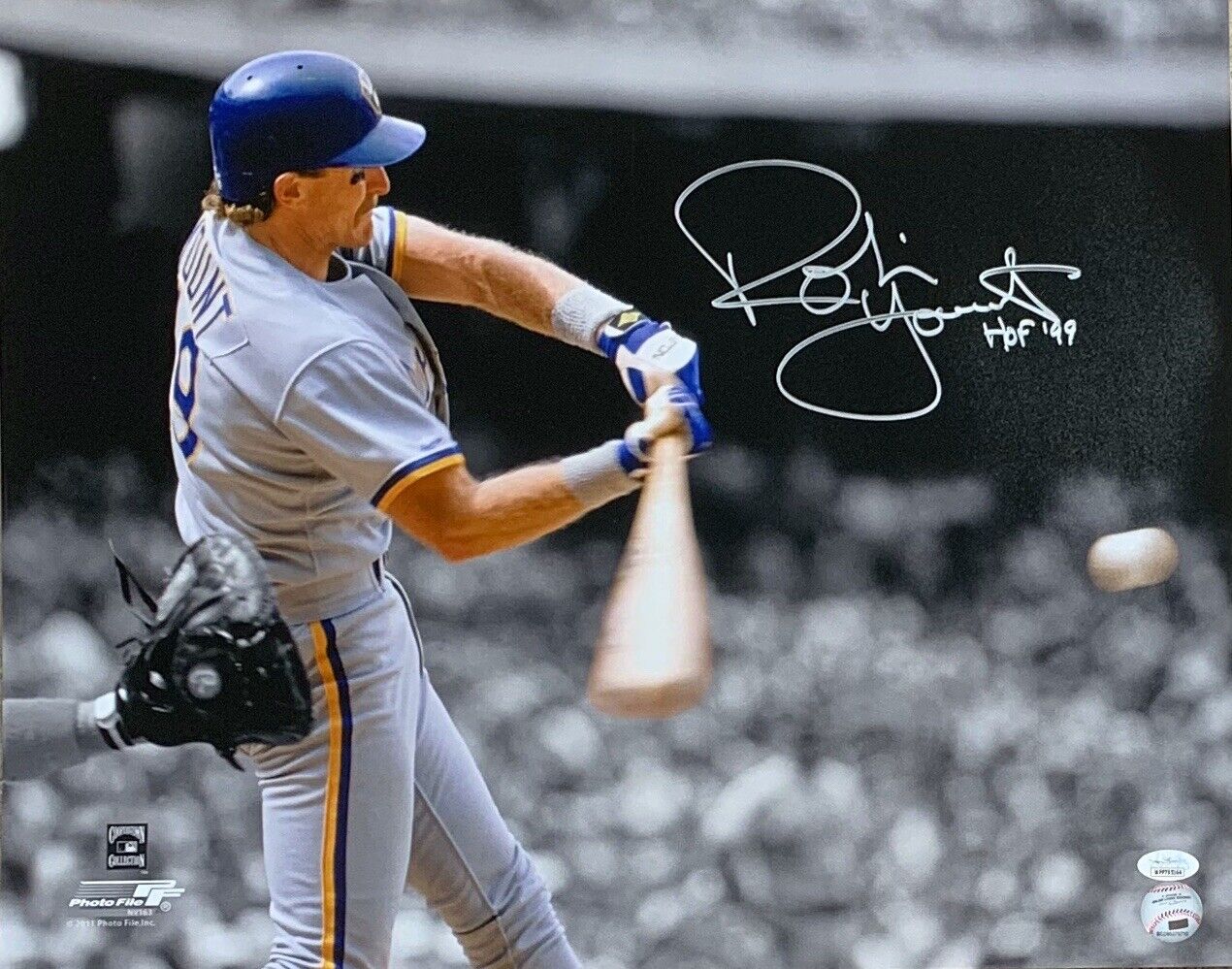 Robin Yount HOF 99” Milwaukee Brewers Autographed 16x20 JSA Witnessed