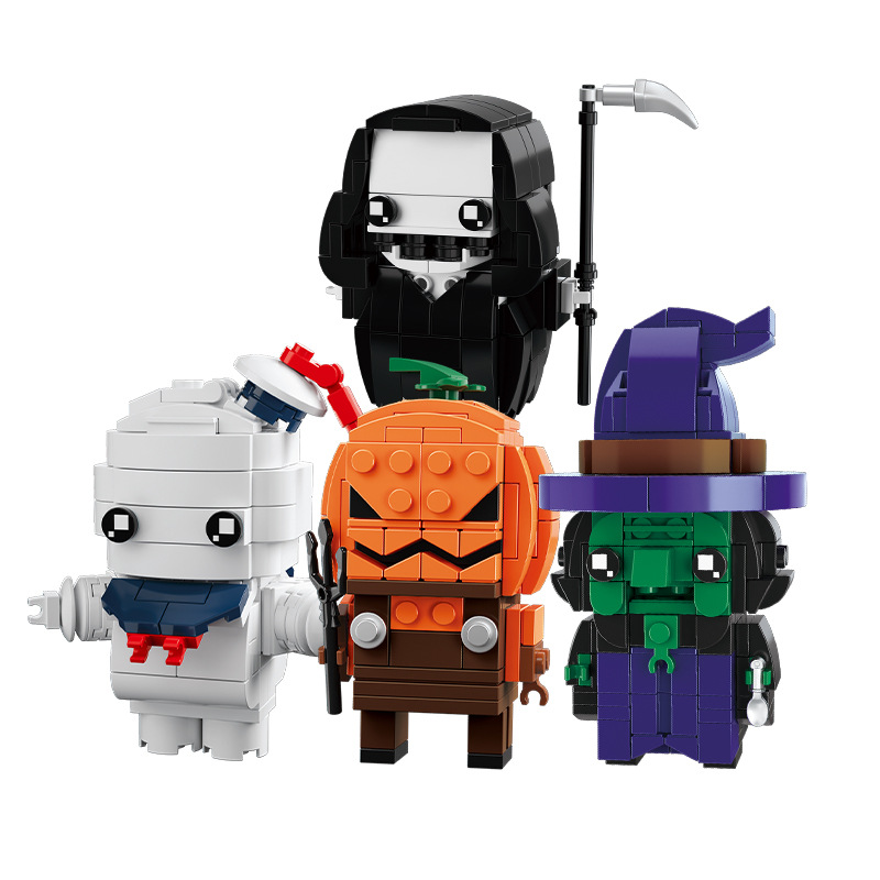 Fun And Interesting Halloween Witch, Pumpkin ,death Reaper, Mummy Building Blocks Bricks Christmas Toys