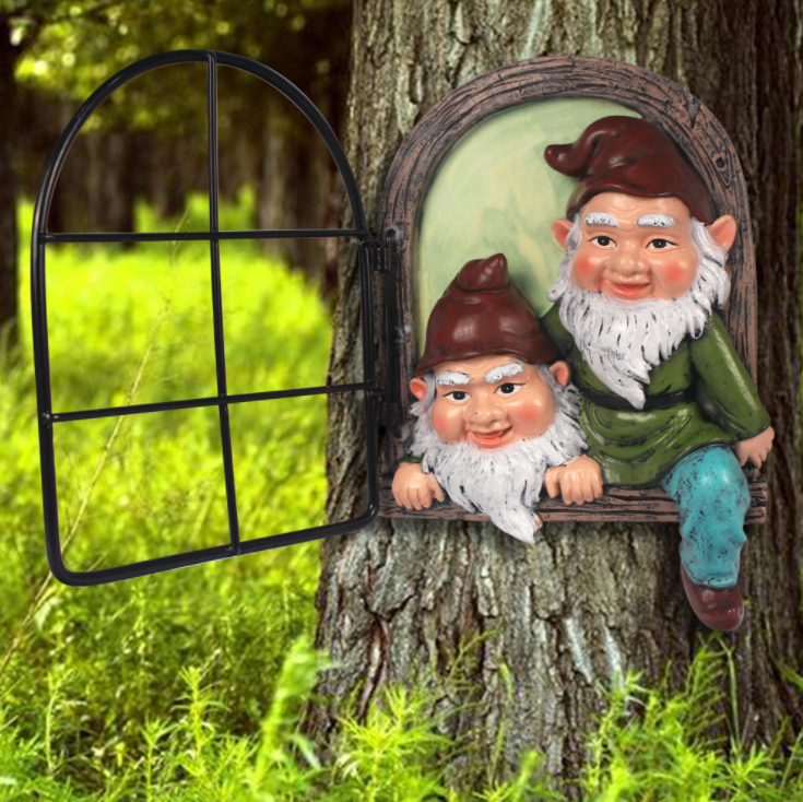 Gnome Dwarf Flipping Window Resin Crafts Ornaments Statue
