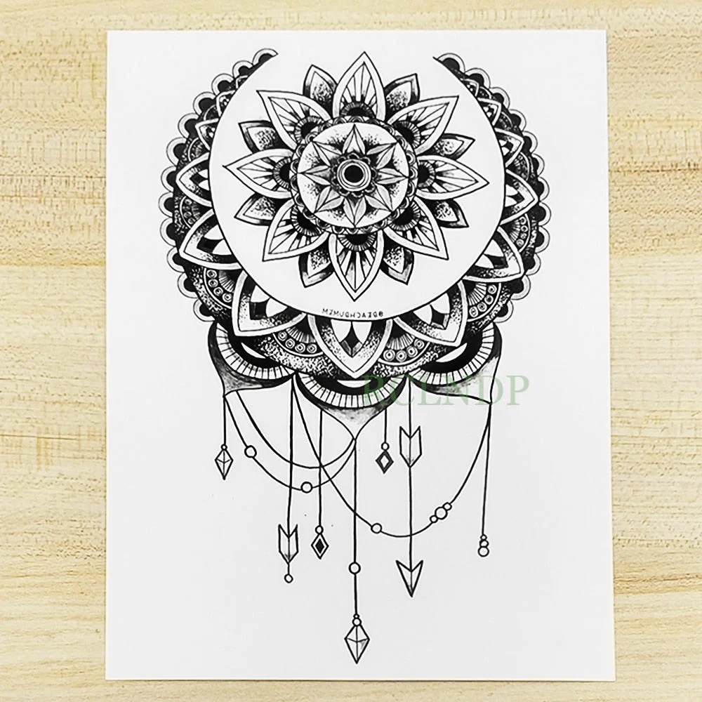Waterproof Temporary Tattoo Sticker Lotus Dreamcatcher Fake Tatto Flash Tatoo Back leg Abdomen Arm tatouage for Girl Women Men