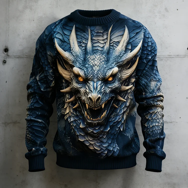 Men's  Viking Dragon Pattern Cozy Sweater