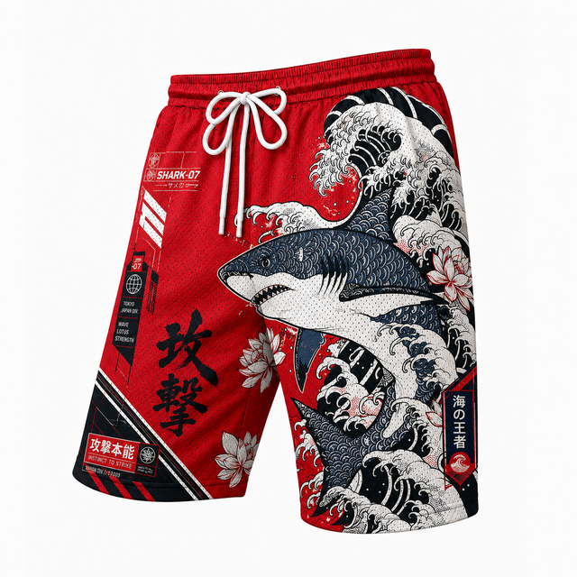 Techwear Shark Wave Athletic Shorts