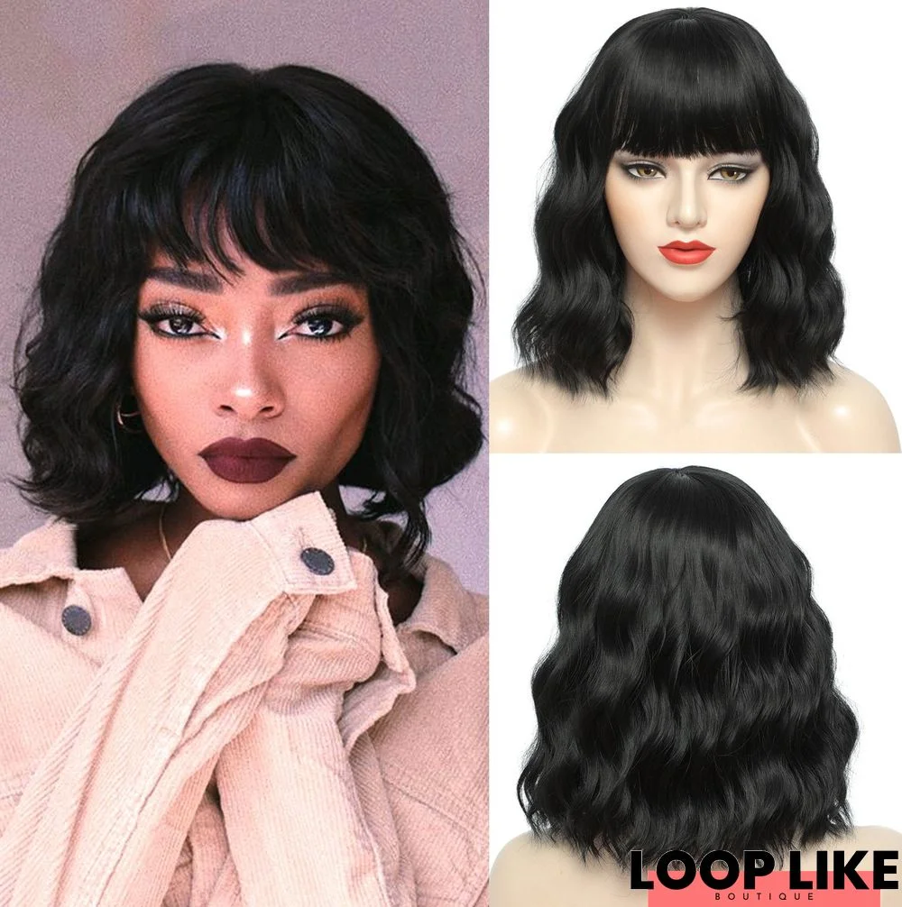 Simulation of Hair Ladies Wig Air Bangs Ripple Short Curly Hair