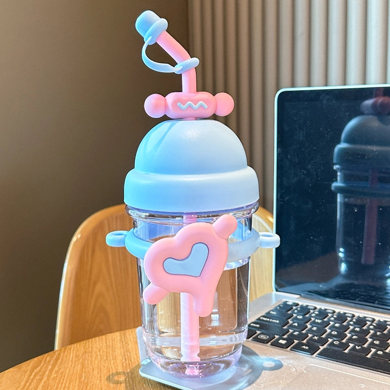 Cute Red Heart Plastic Water Bottles 1 Piece