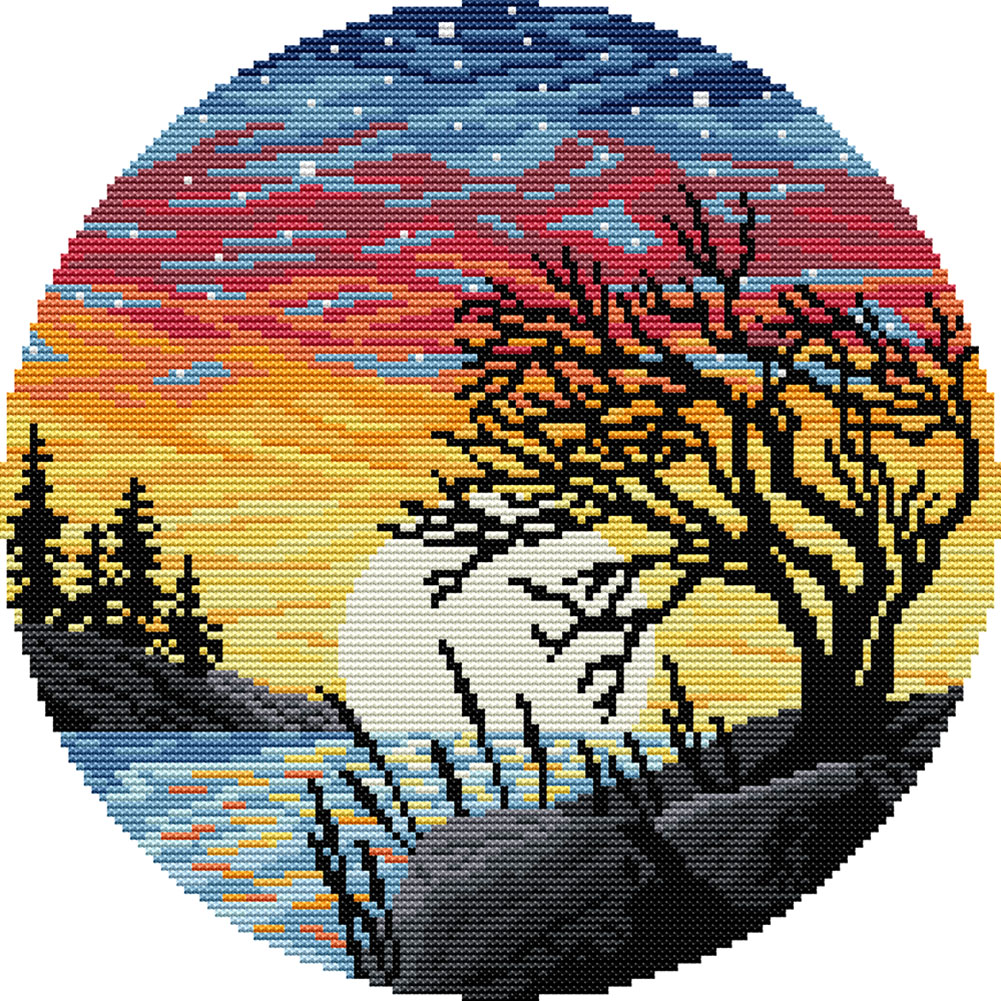 

Sunset - 14CT Stamped Cross Stitch - 31*31CM, 501 Original