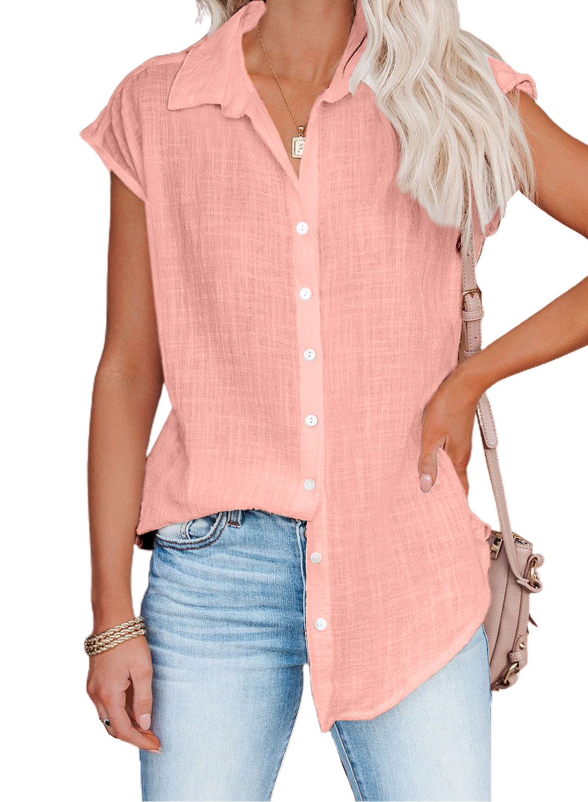Vinaxco Summer New Solid Color Single Breasted Lapel Shirt Sleeveless Loose Top 2025 Women Casual White Cardigan Blouse Femme Blusas