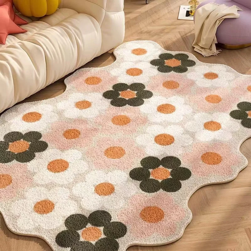 Spring Flowers Irregular Rug for Bedroom / Living Room
