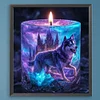 Lila Lichtkerze Wolf - runder Bohrer Diamantmalerei - 35*40cm