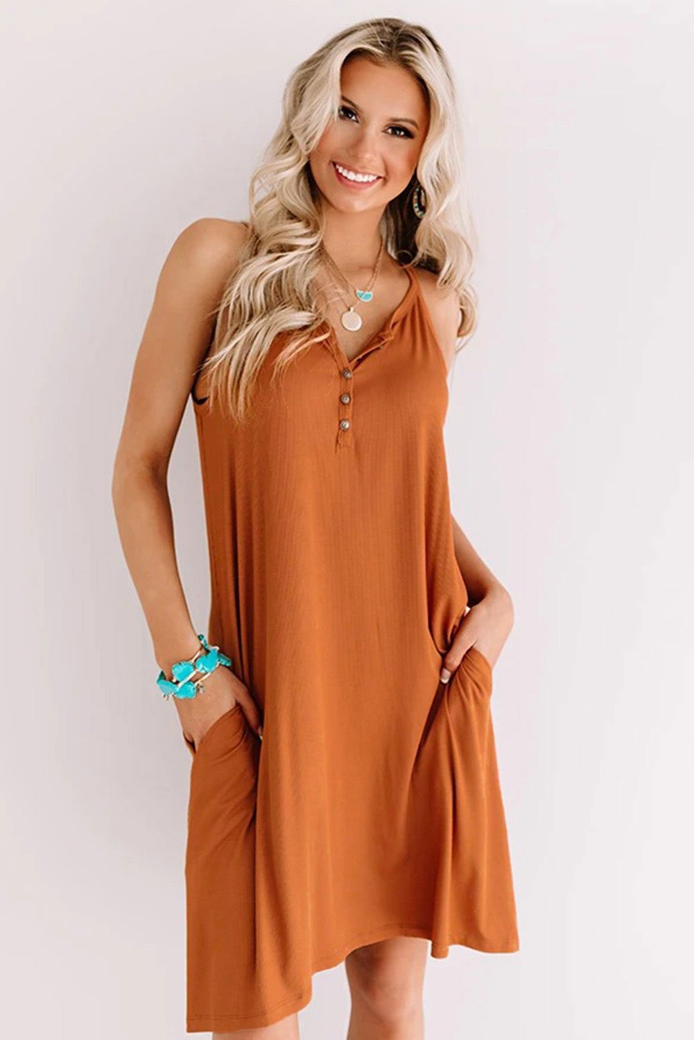 camel shift dress